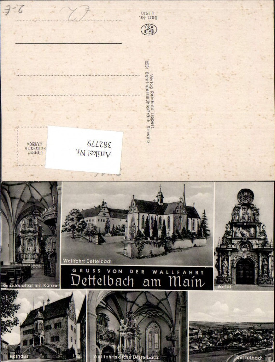 382779,Dettelbach am Main Totale Rathaus Kirche Portal Mehrbildkarte