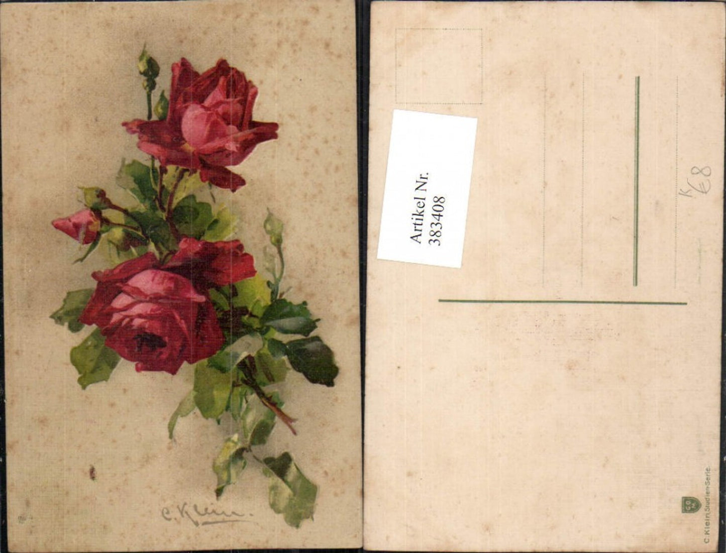 383408,Künstler AK Catharina Klein Rote Rosen Knospen