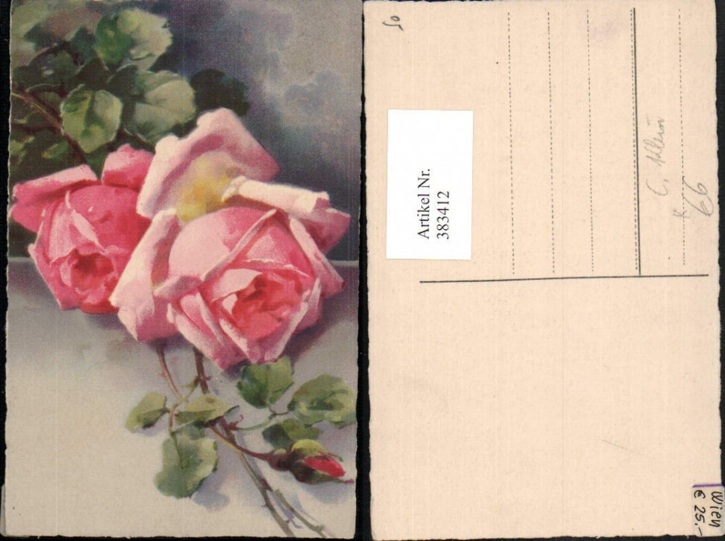 383412,Künstler AK Catharina Klein Rosa Rosen Knospe
