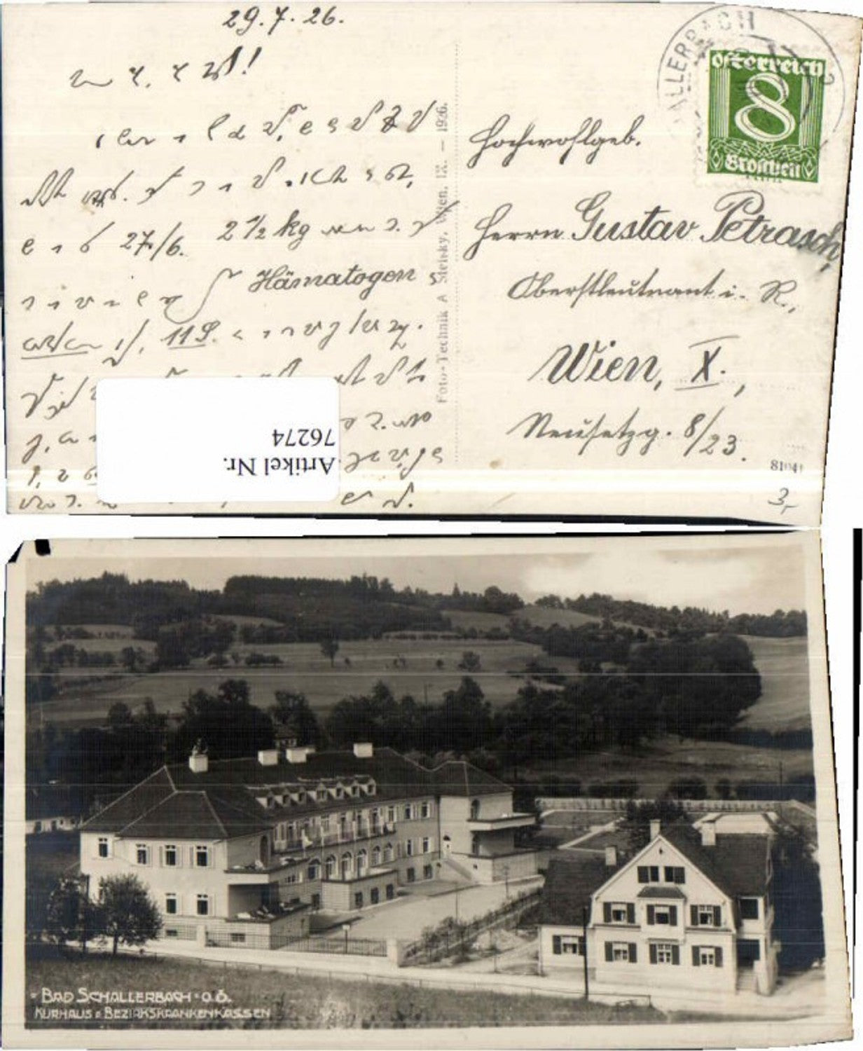 76274, Bad Schallerbach Kurhaus Partie 1926
