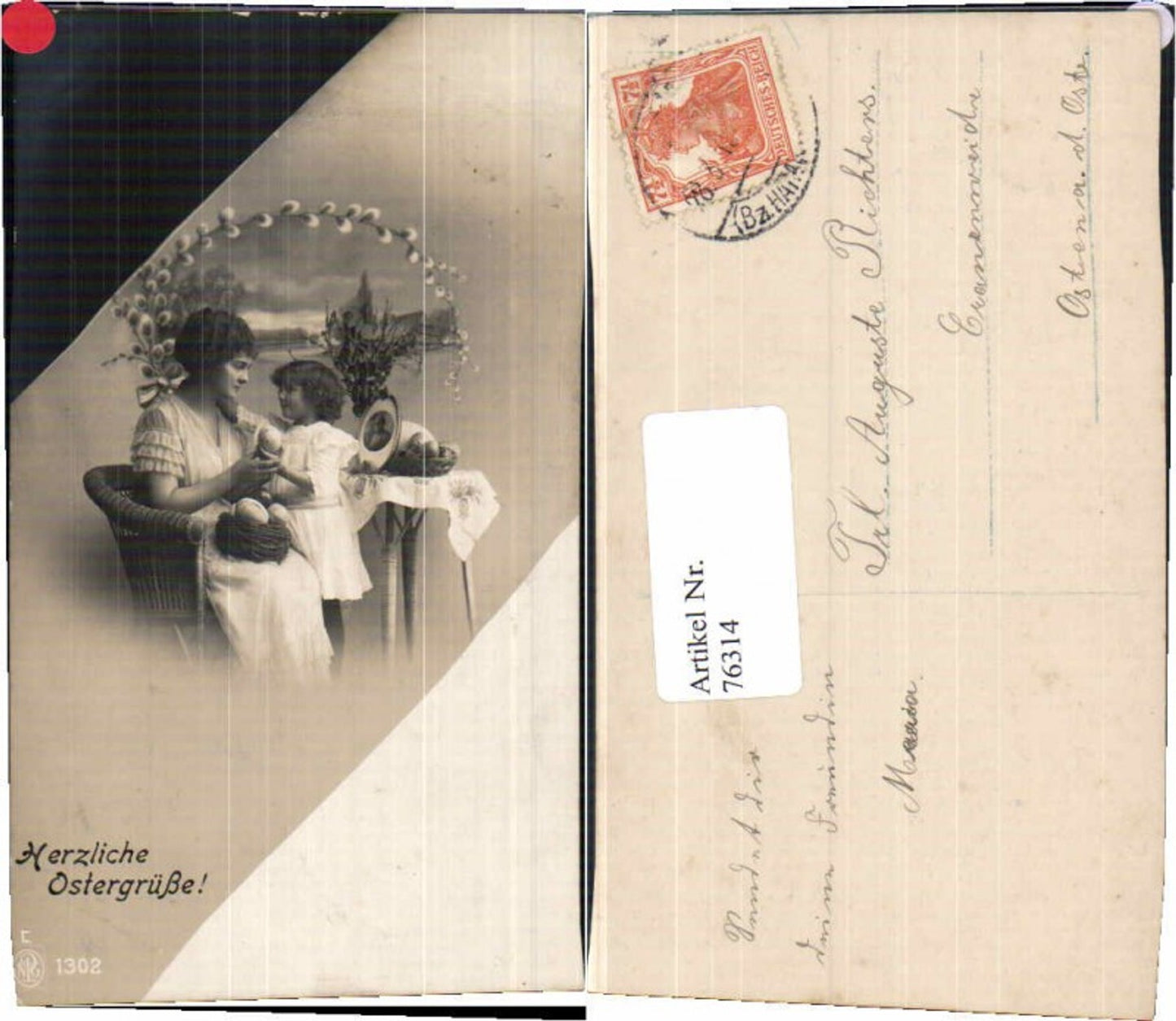NPG Ostern Mutter Kind Ostereier Patriotik Soldat Bild am Tisch 76314