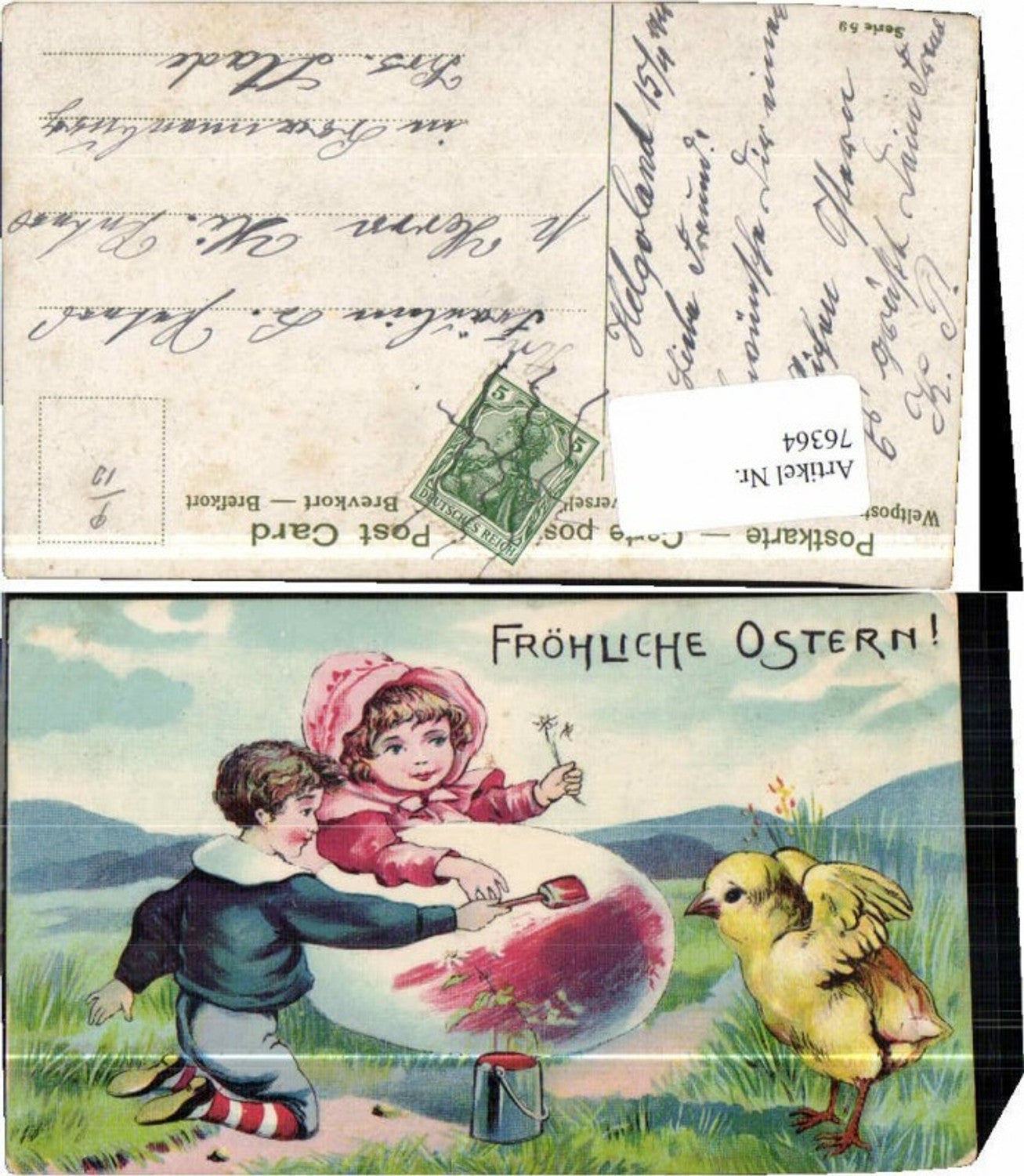 76364,Ostern Küken Kinder bemalen Osterei m. Farbe
