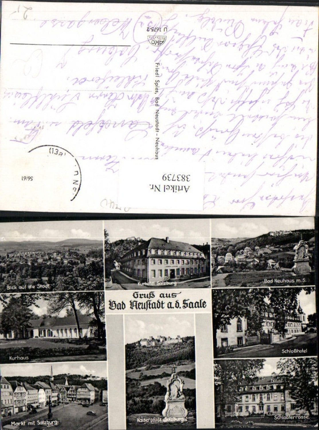 383739,Bad Neustadt an d. Saale Totale Kurhaus Kurhotel Schlosshotel Markt Mehrbildkarte