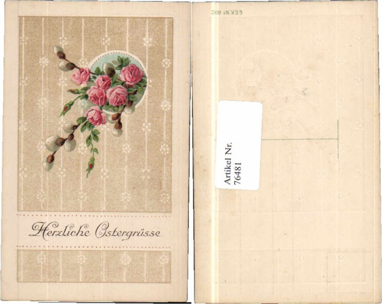 76481,Schöne Präge AK Ostern Blumen Palmkätzchen