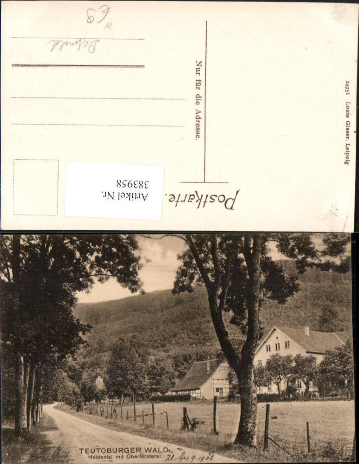 383958,Teutoburger Wald Heidental m. Oberförsterei b. Detmold Wegpartie