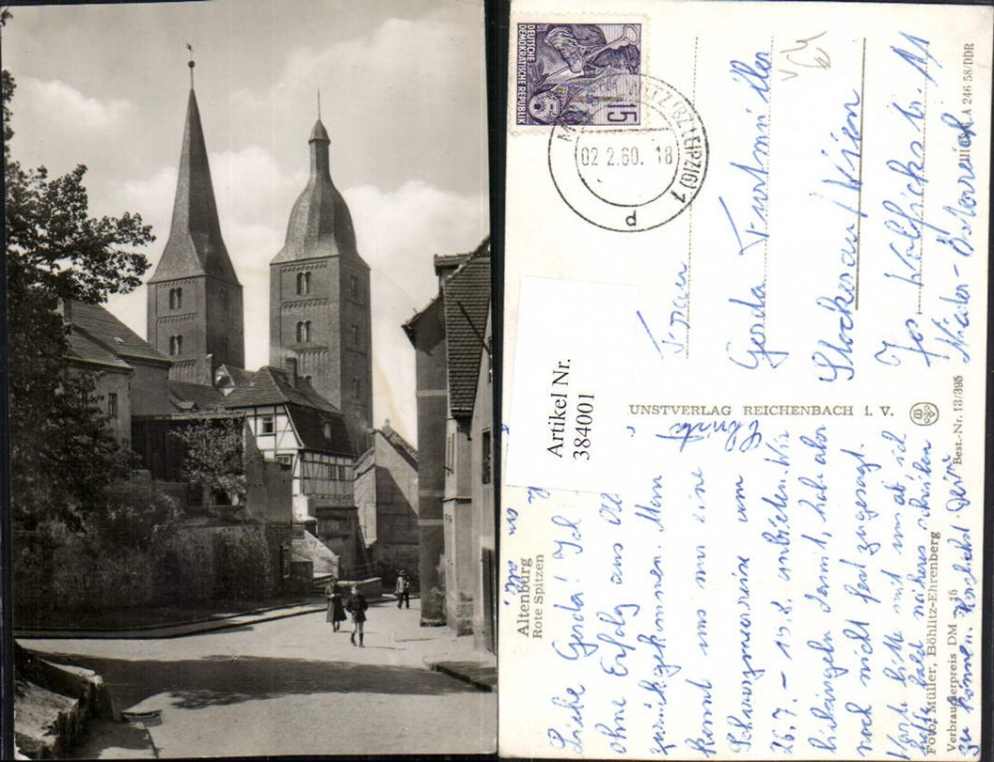 384001,Altenburg Rote Spitzen Kirche Türme Straßenansicht pub VEB