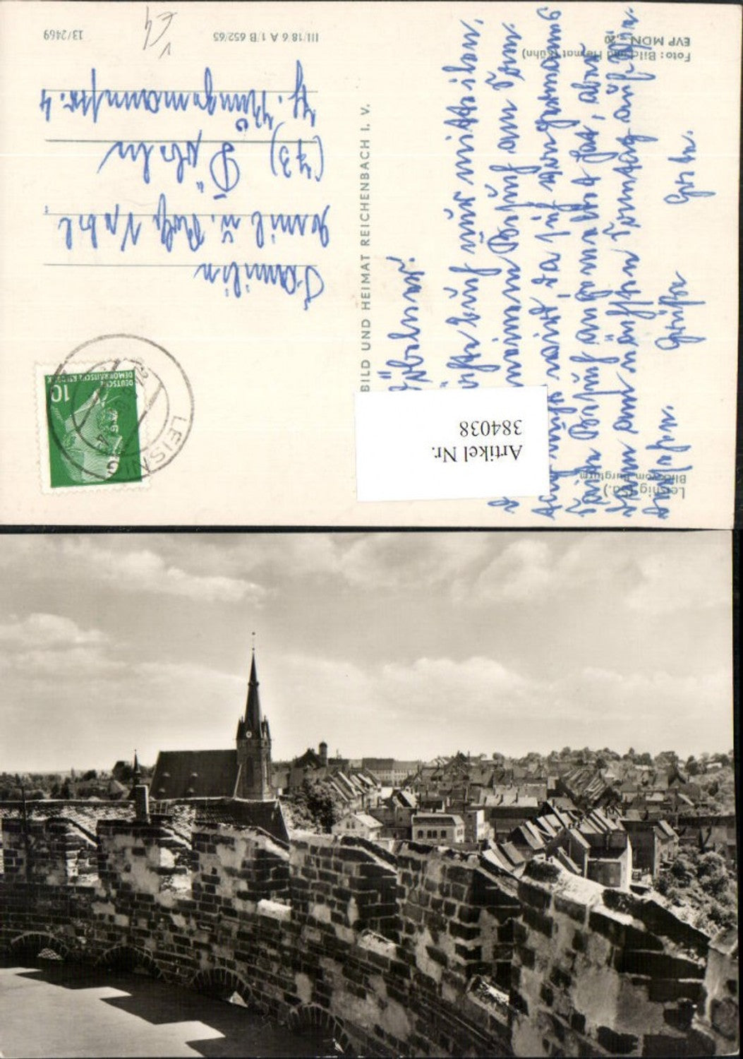 384038,Leisnig Blick vom Burgturm Teilansicht Kirche pub VEB