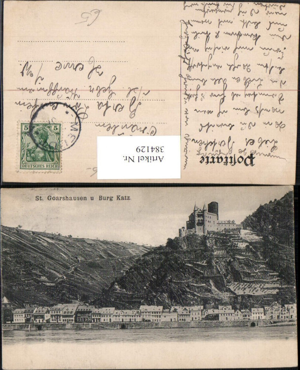 384129,St. Goarshausen Teilansicht m. Burg Katz