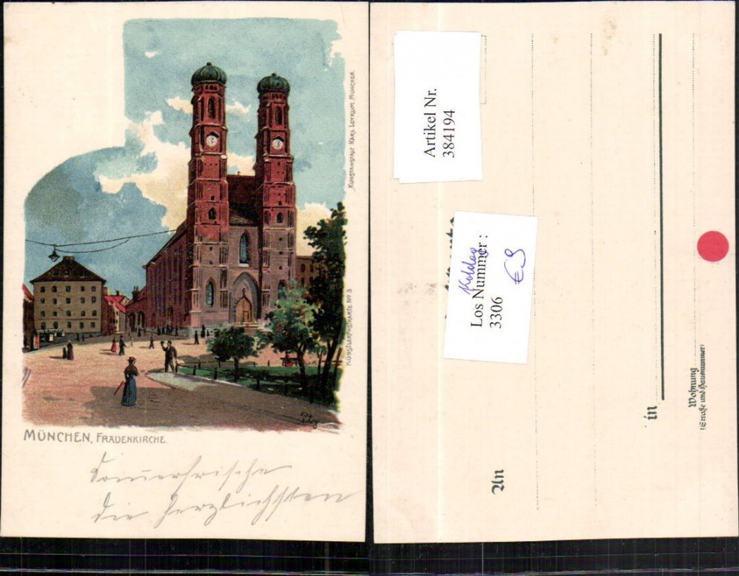 384194,Künstler Litho Heinrich Kley München Frauenkirche Kirche pub Leykum 3