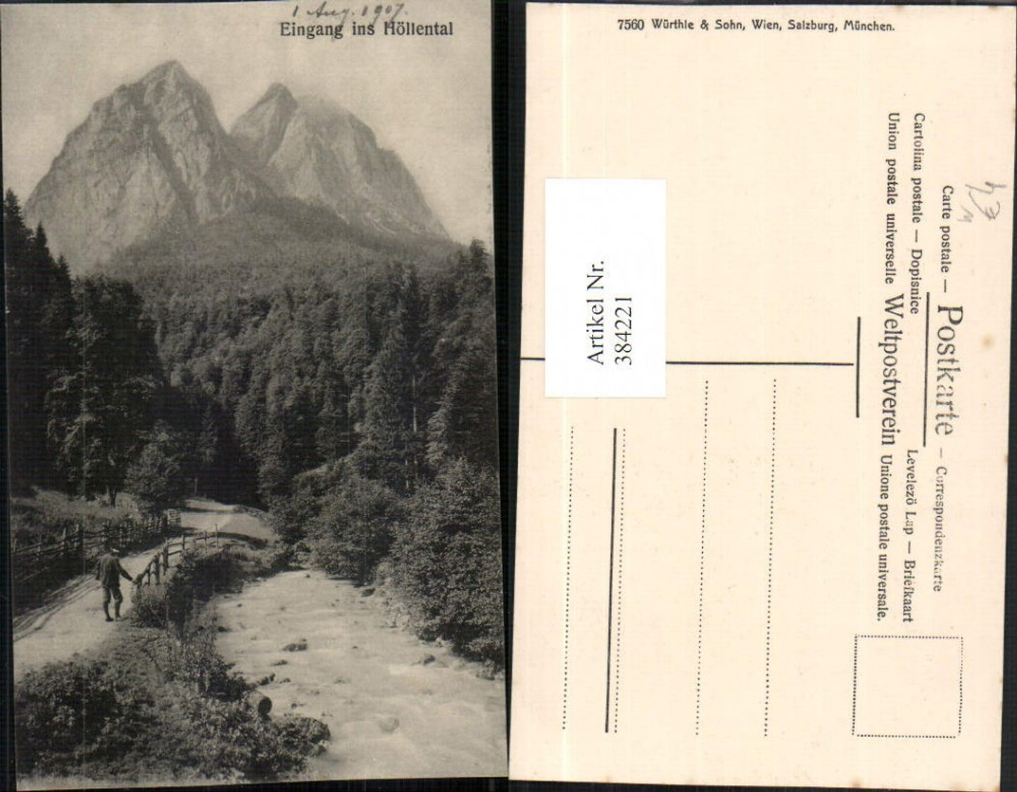 384221,Eingang ins Höllental m. Waxenstein b. Grainau Bergkulisse