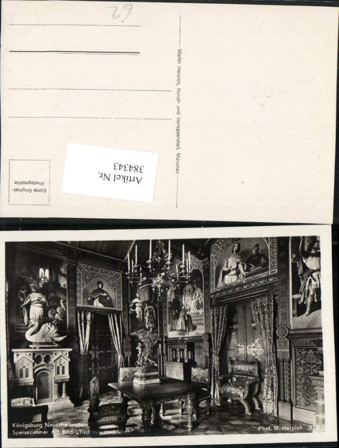 384343.Königsburg Schloss Neuschwanstein b. Füssen Speisezimmer m. Bild Tischlein deck dich