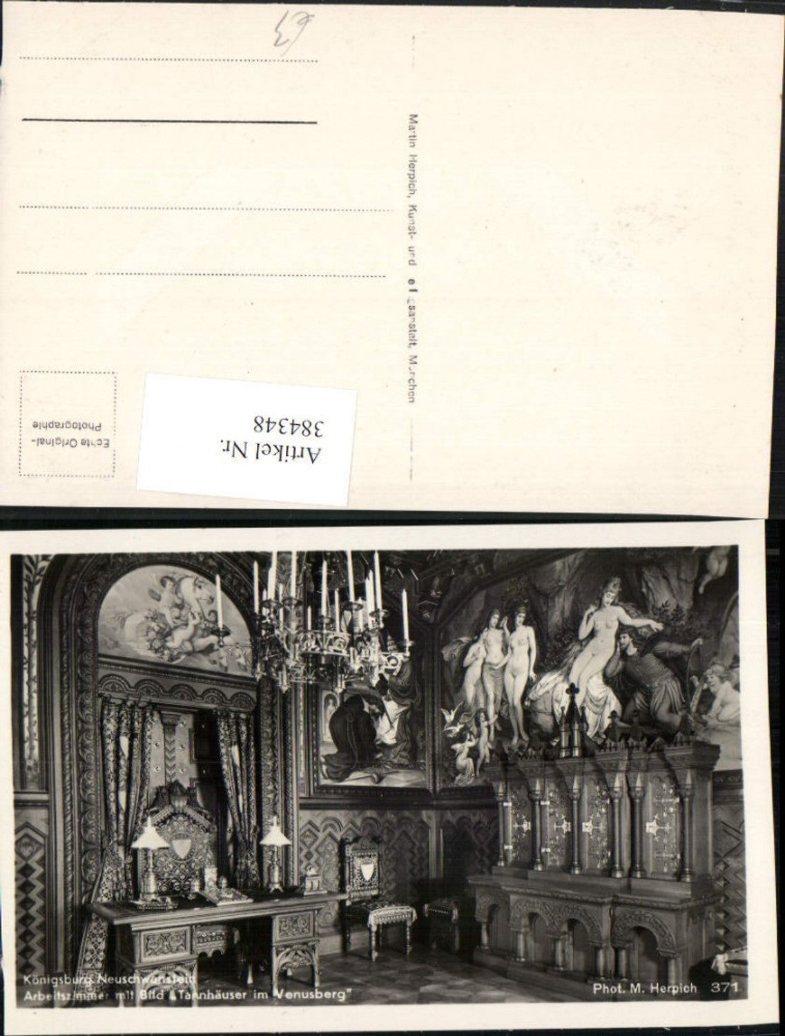 384348.Königsburg Schloss Neuschwanstein b. Füssen Arbeitszimmer m. Bild Tannhäuser Venusberg