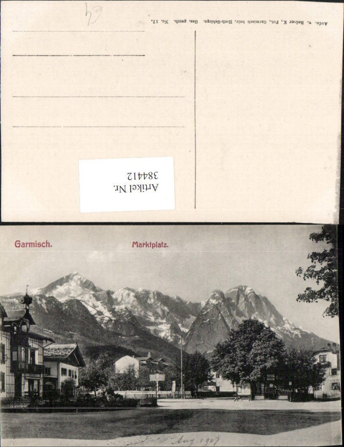 384412.Garmisch Marktplatz Straßenansicht Bergkulisse