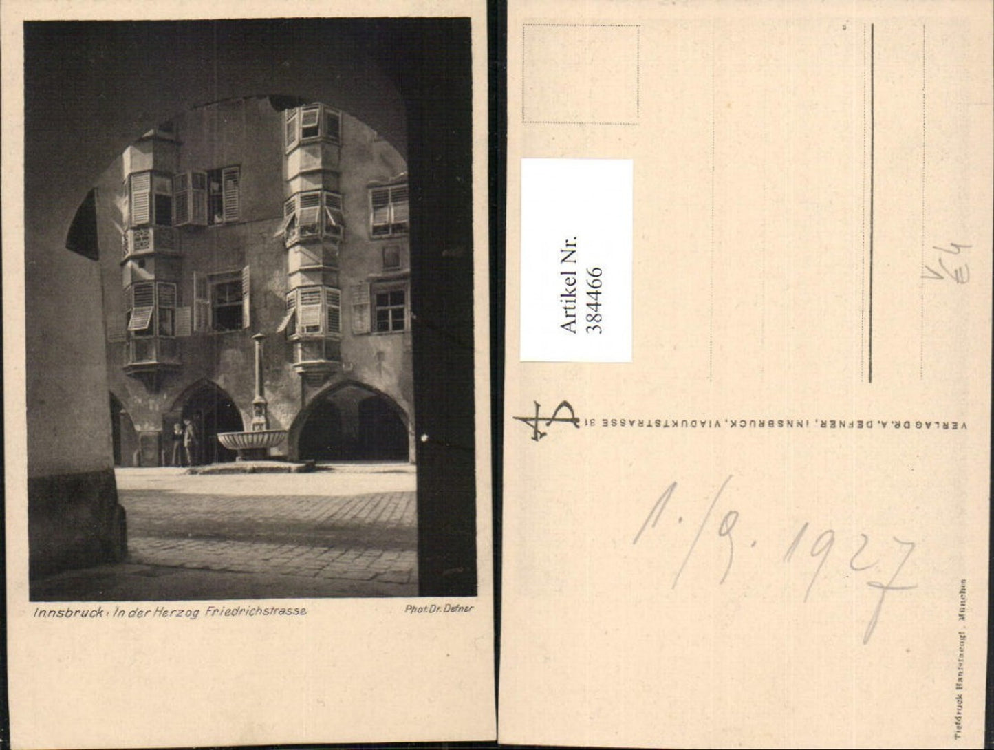 384466. Photo art Dr. Defner Innsbruck In Herzog-Friedrichstraße fountain bay window