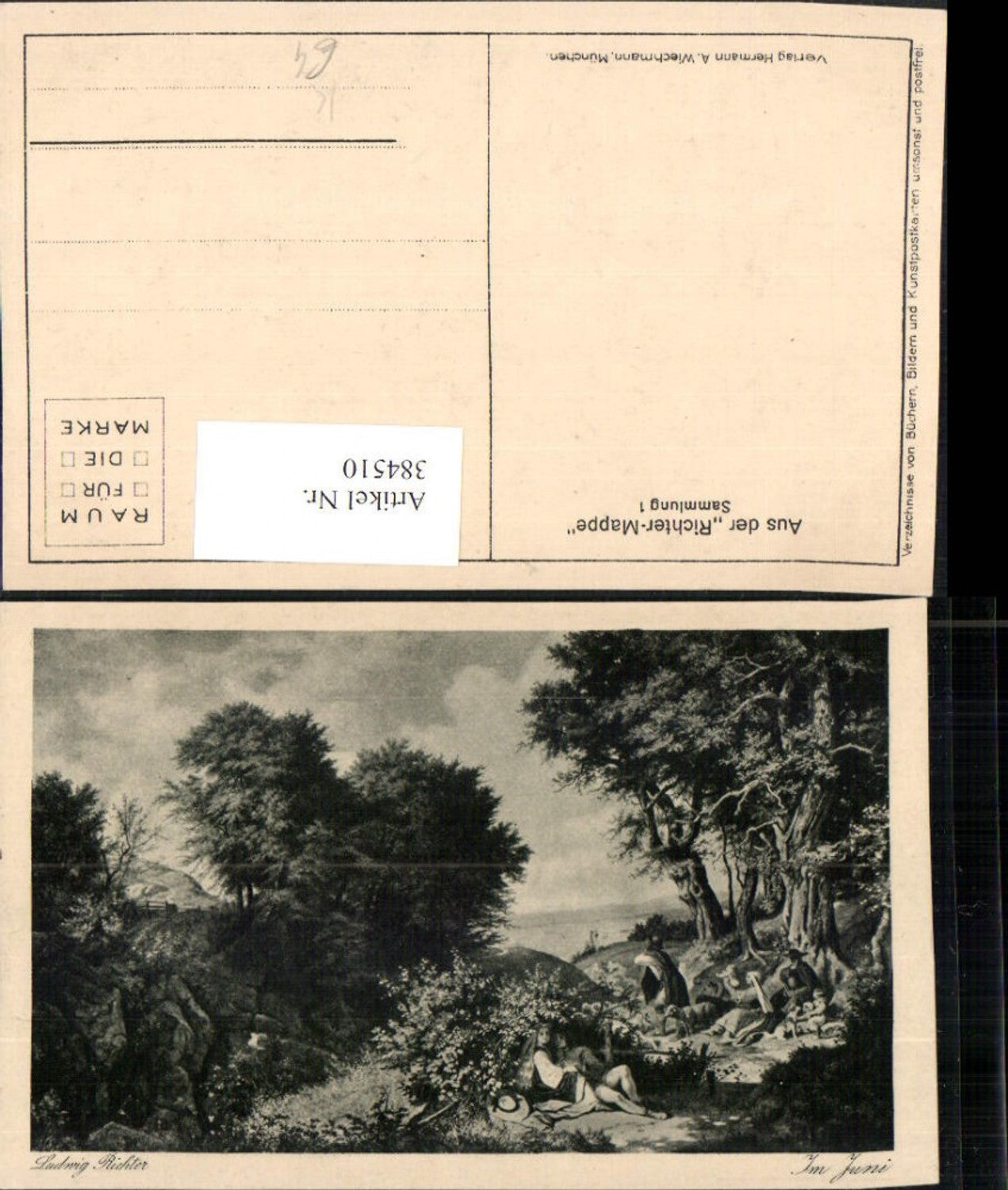 384510.Künstler AK Ludwig Richter Im Juni Landschaft pub A. Wiechmann