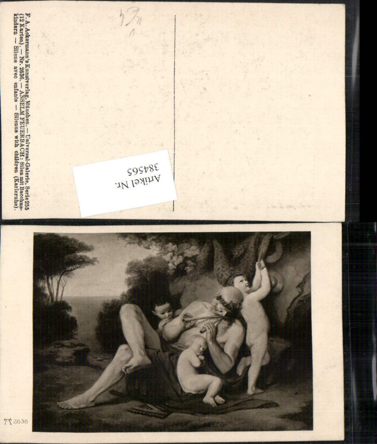 384565.Künstler AK Anselm Feuerbach Silen m. Bacchuskindern Kinder pub A. Ackermann 2636