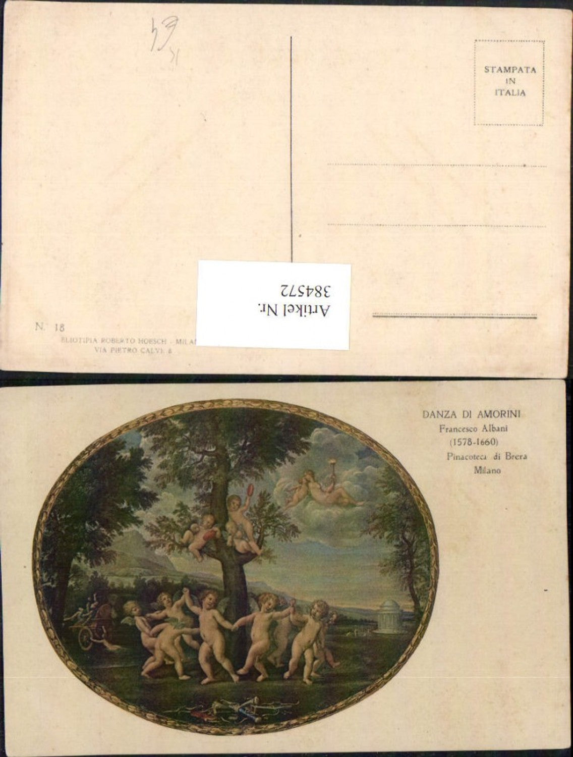 384572.Künstler AK Francesco Albani Danza di Amorini Pinacoteca di Brera Milano Amor Tanz