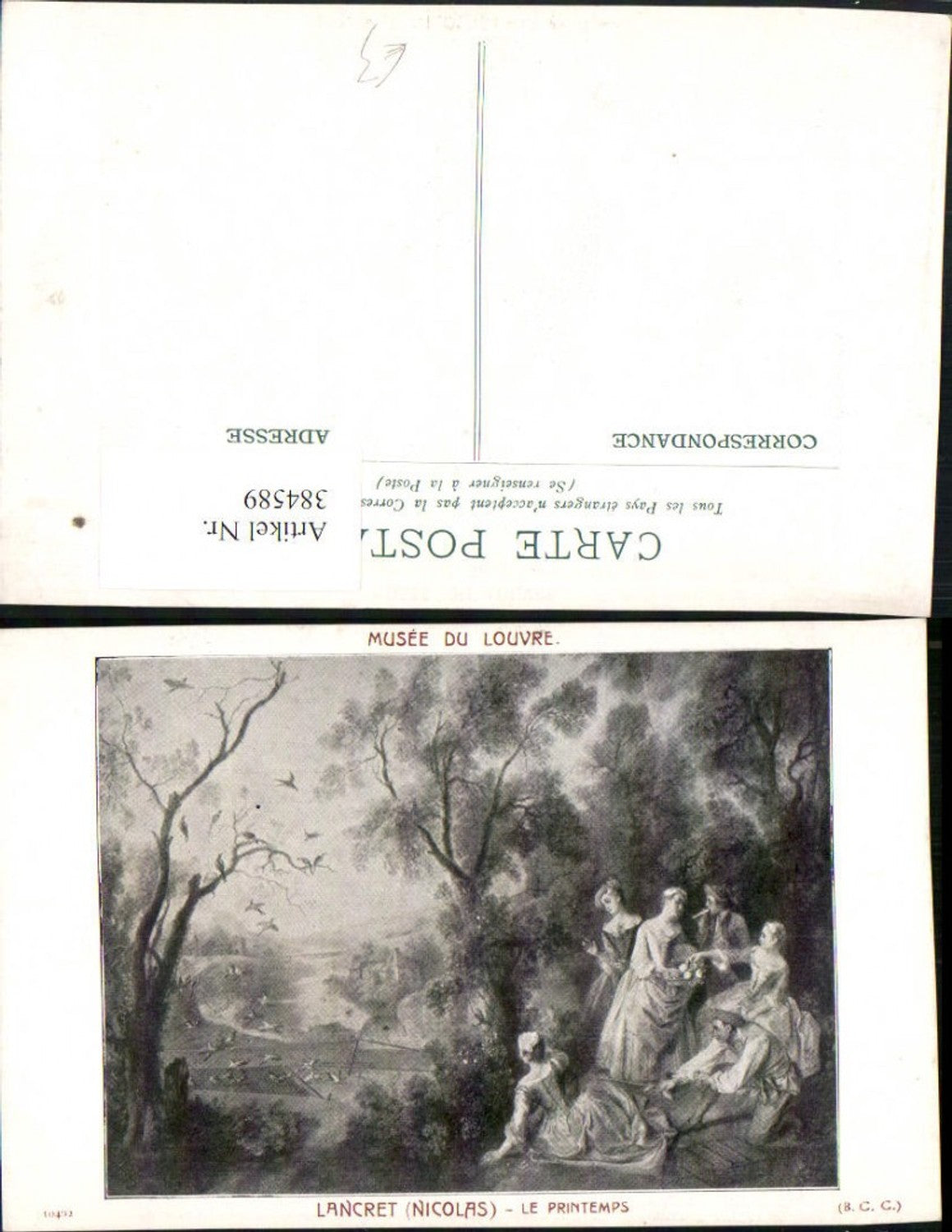384589.Künstler AK Lancret Nicolas Musee Louvre Le Printemps Personen Frauen m. Kleider Vögel