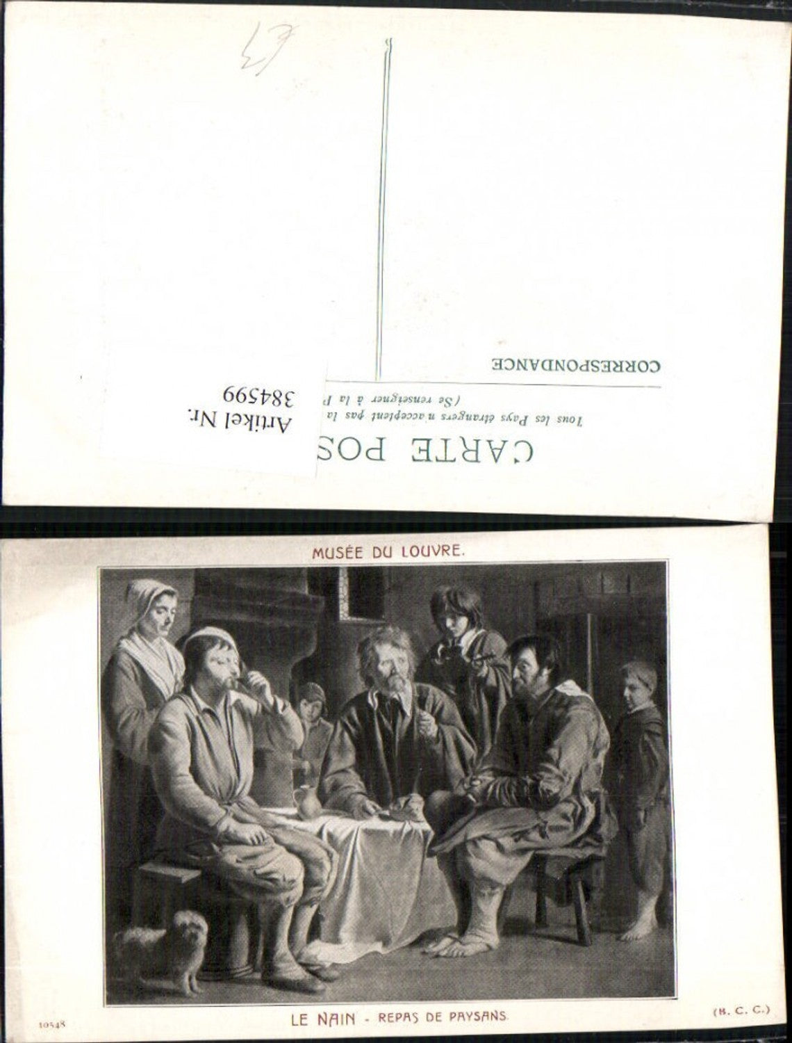 384599.Künstler AK Le Nain Musee Louvre Repas de Paysans Personen Hund