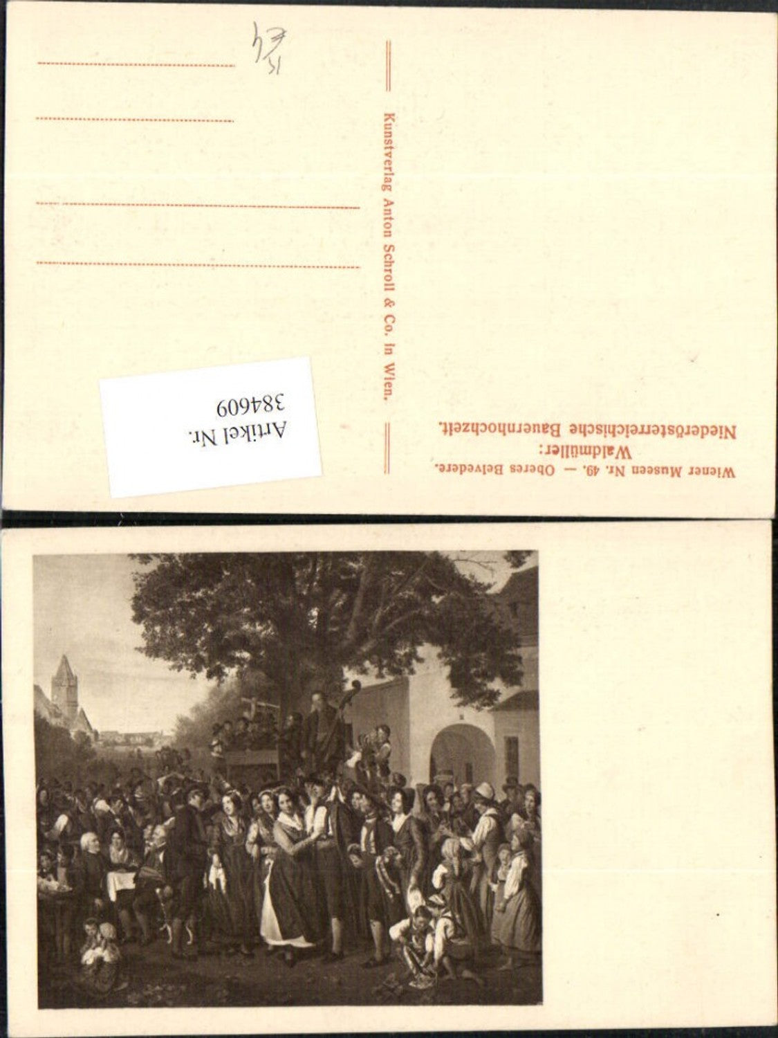 384609.Künstler AK Waldmüller Niederösterreichische Bauernhochzeit