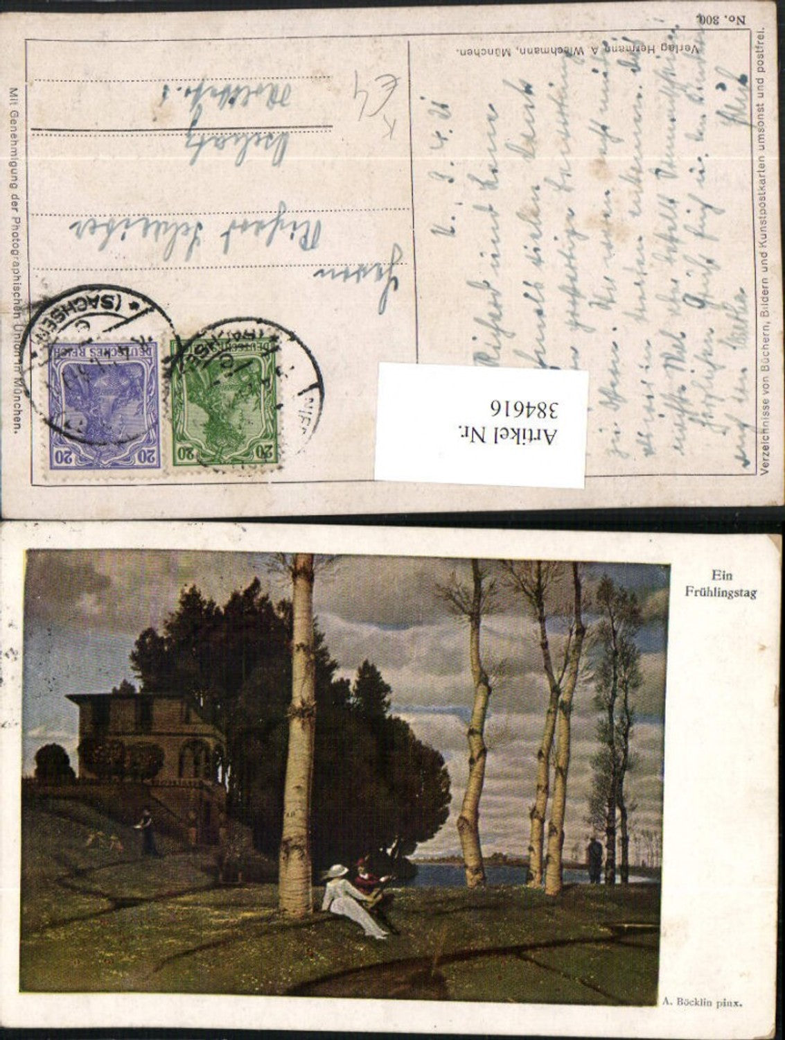384616.Künstler AK A. Böcklin Ein Frühlingstag Landschaft Bäume pub A. Wiechmann 300