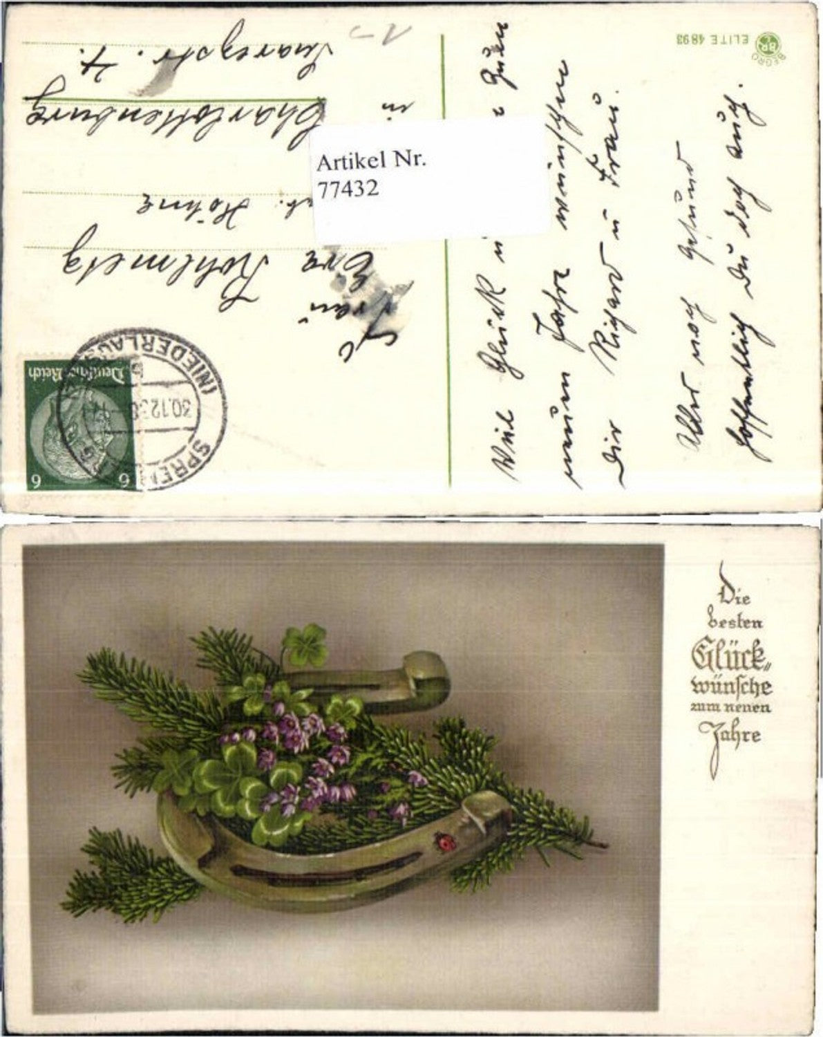77432, New Year's Horseshoe Cloverleaf Branch yellow Spremberg