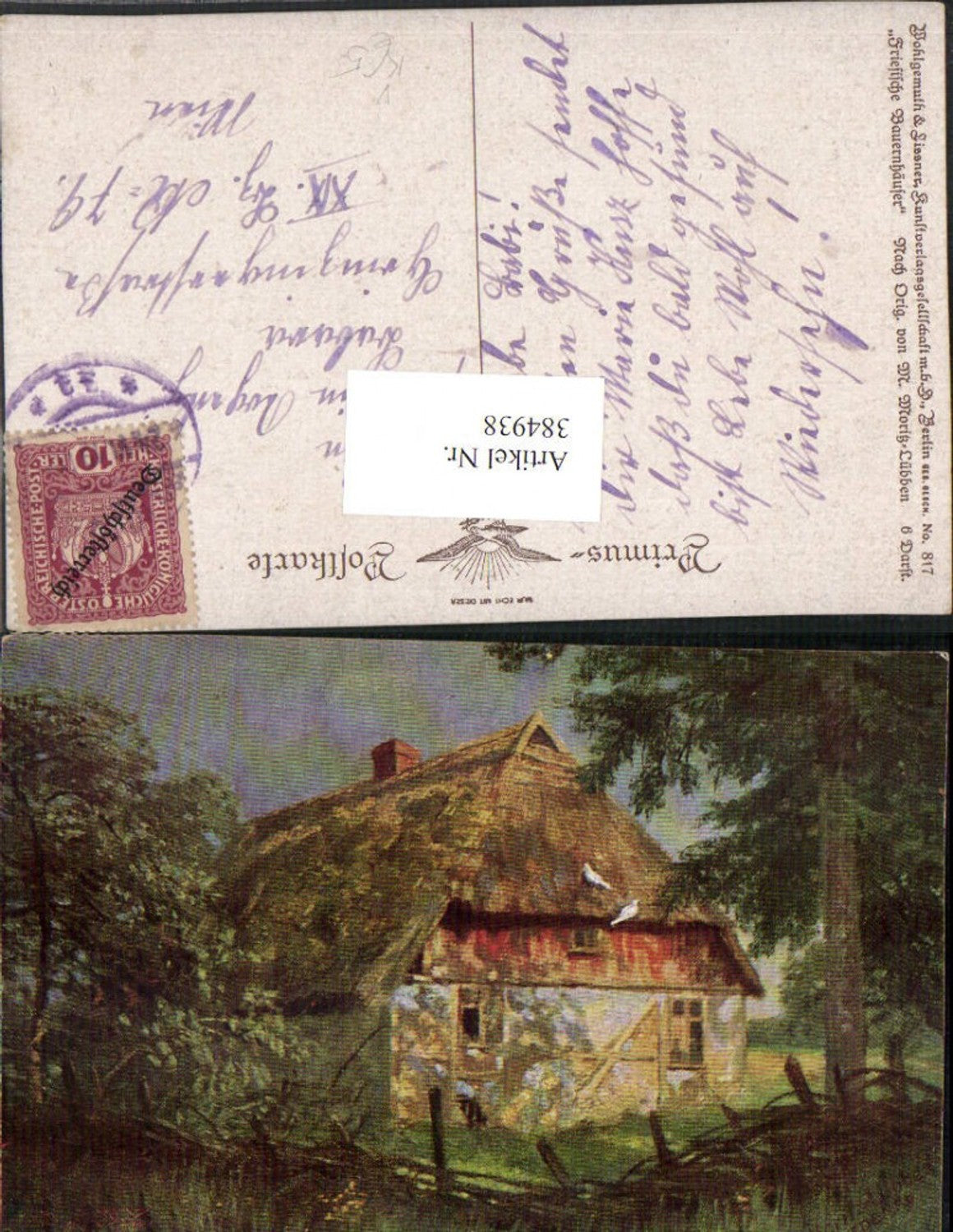 384938,Primus AK 817 Künstler M. Moritz-Lübben Friesische Bauernhäuser Bauernhaus