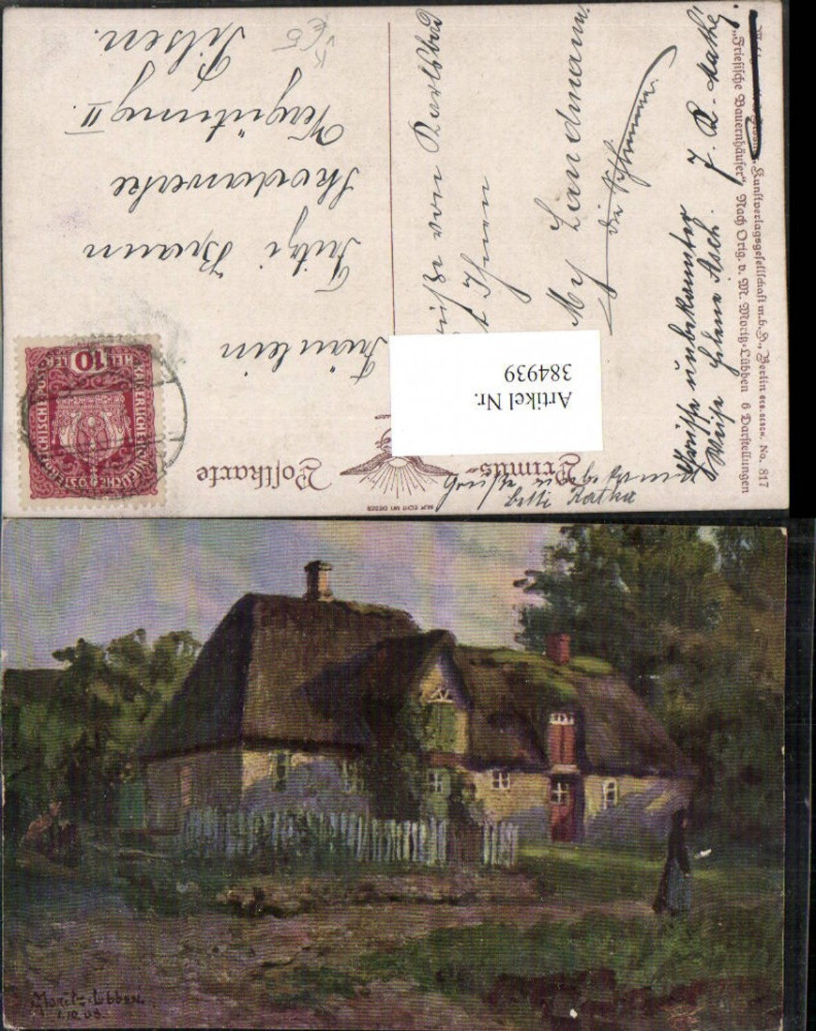 384939,Primus AK 817 Künstler M. Moritz-Lübben Friesische Bauernhäuser Bauernhaus