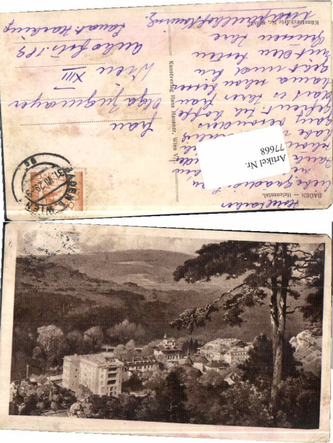 77668,Baden bei Wien Helenental Künstlerkarte 8009-7