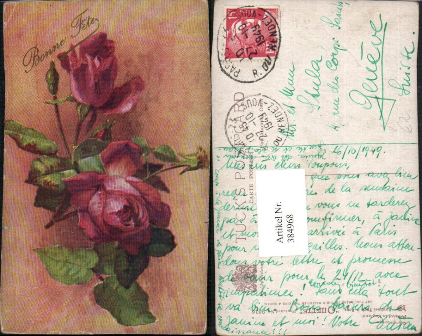 384968,Raphael Tuck & Sons 9616 Künstlerkarte Rote Rosen Knospen