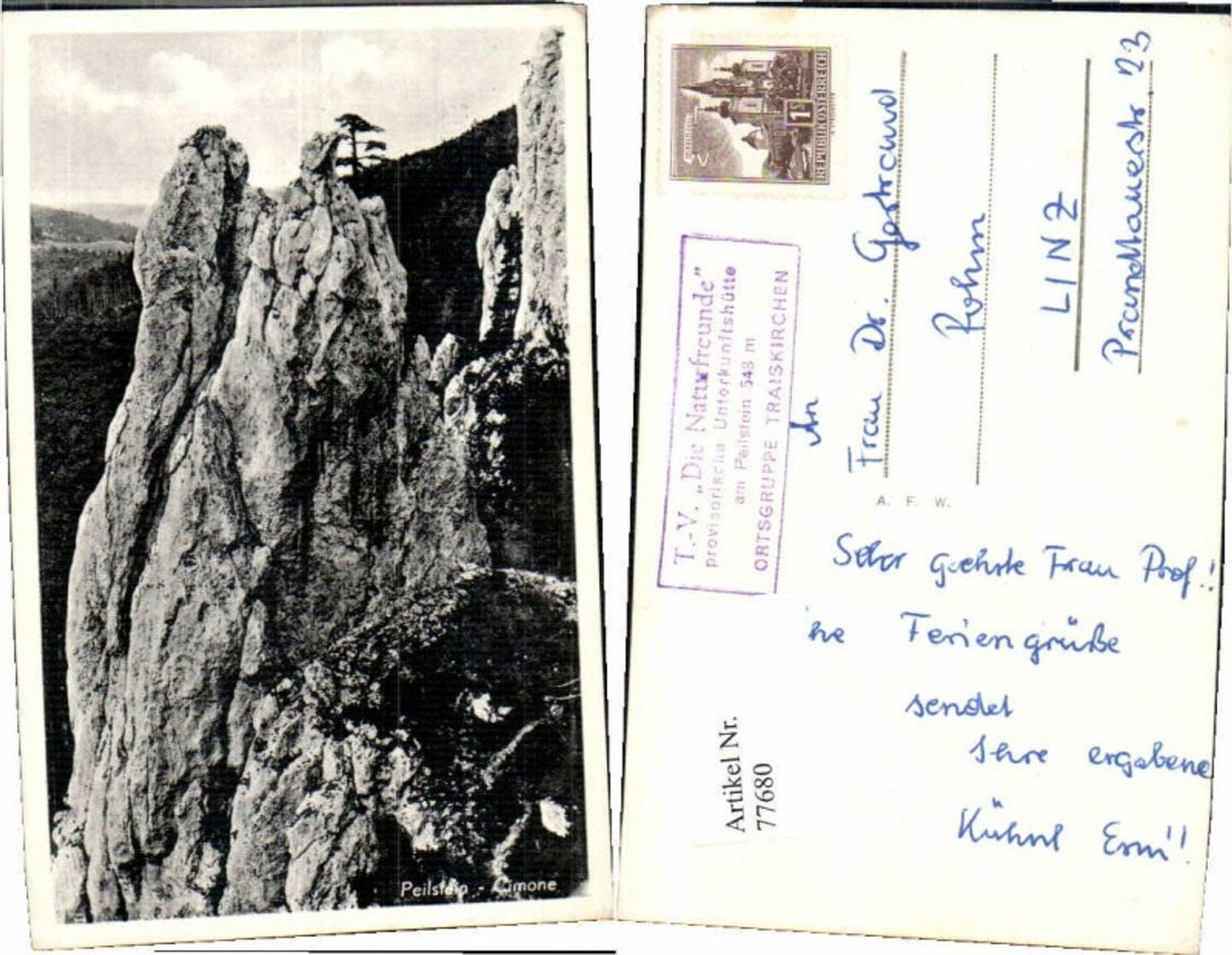77680,Peilstein Cimone Zinne b. Neuhaus Triesting Stempel Traiskirchen