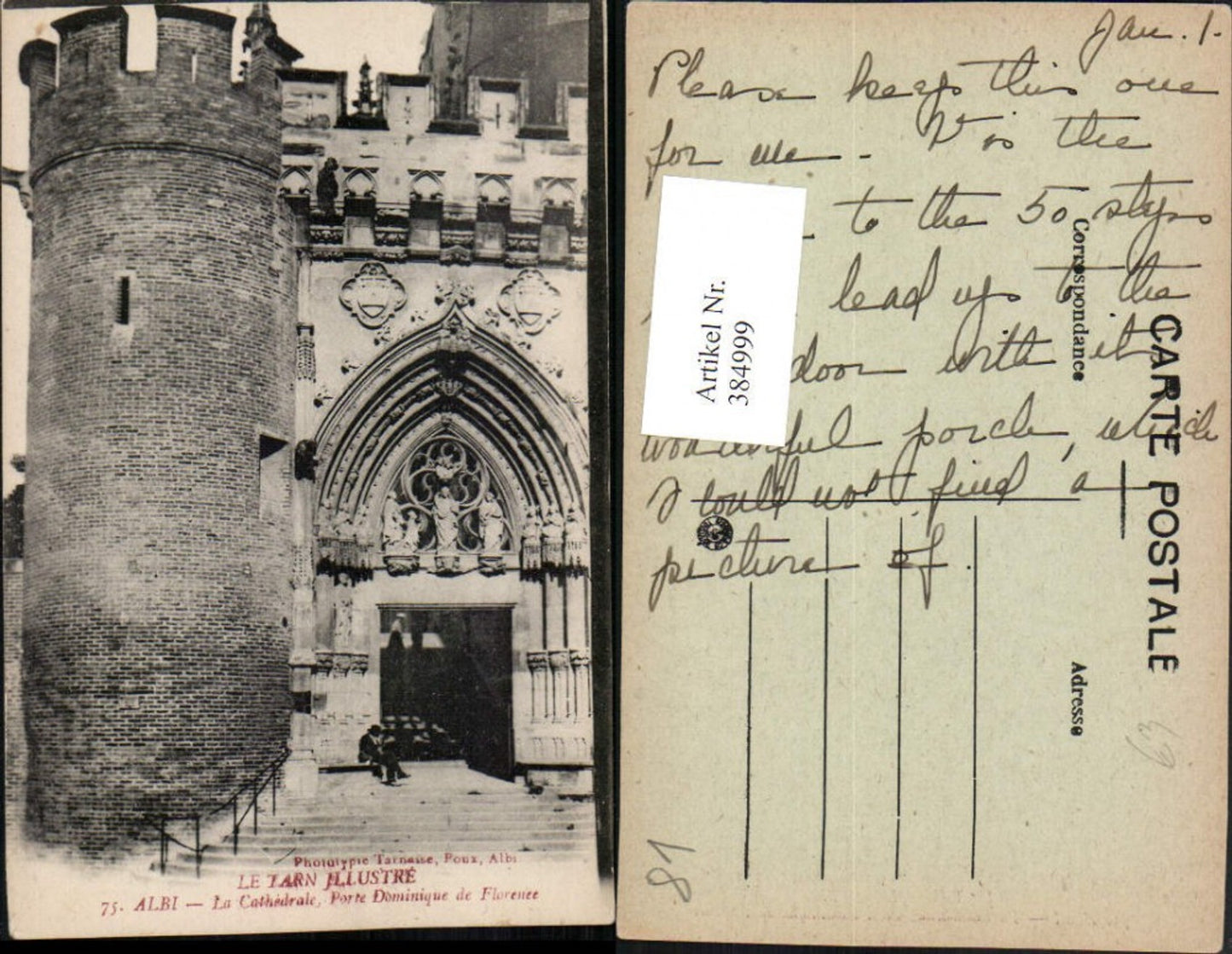 384999,Midi-Pyrenees Tarn Albi La Cathedrale Porte Dominique de Florence Church portal