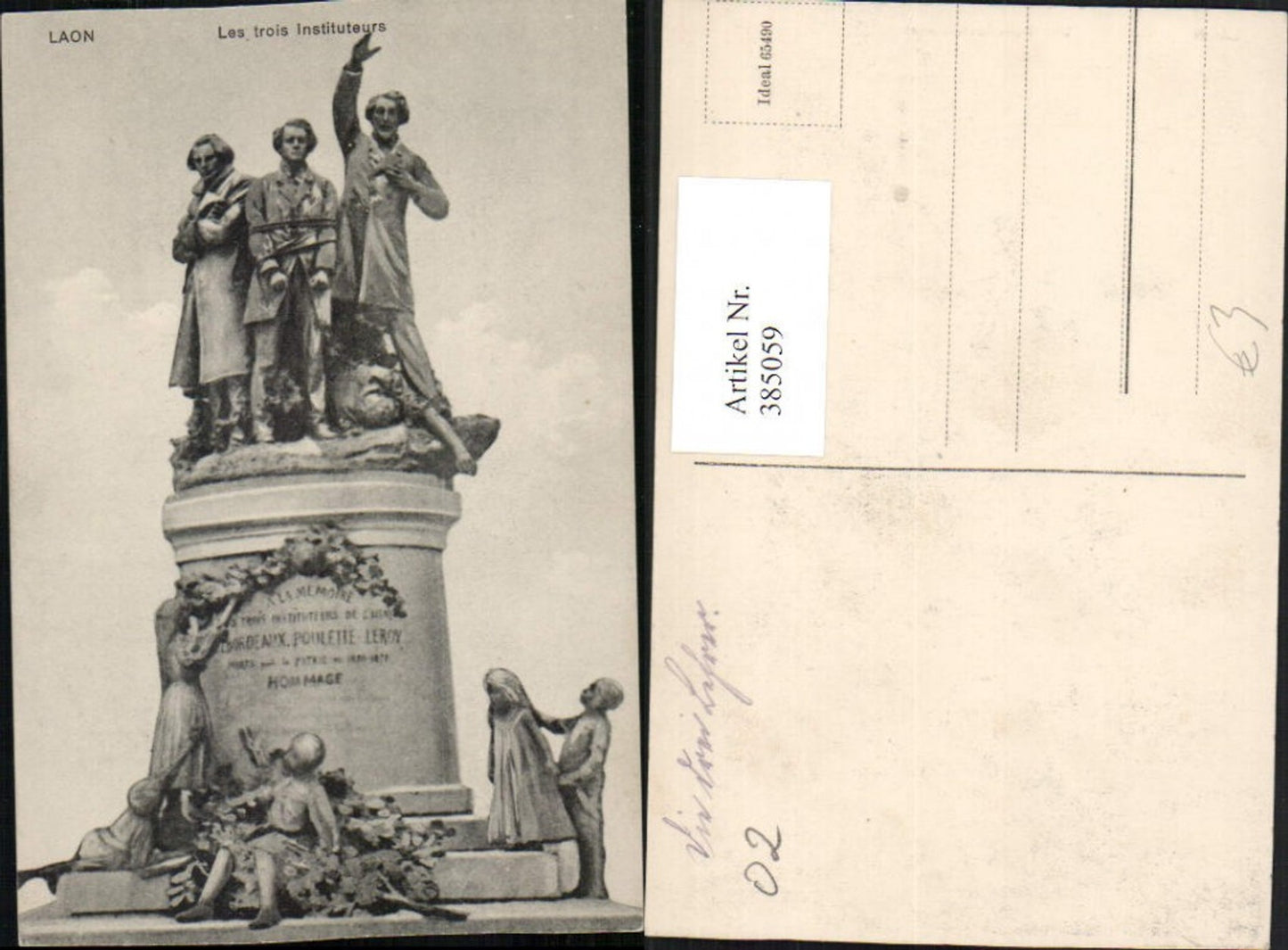 385059,Picardie Aisne Laon Les trois Instituteurs Denkmal Statue