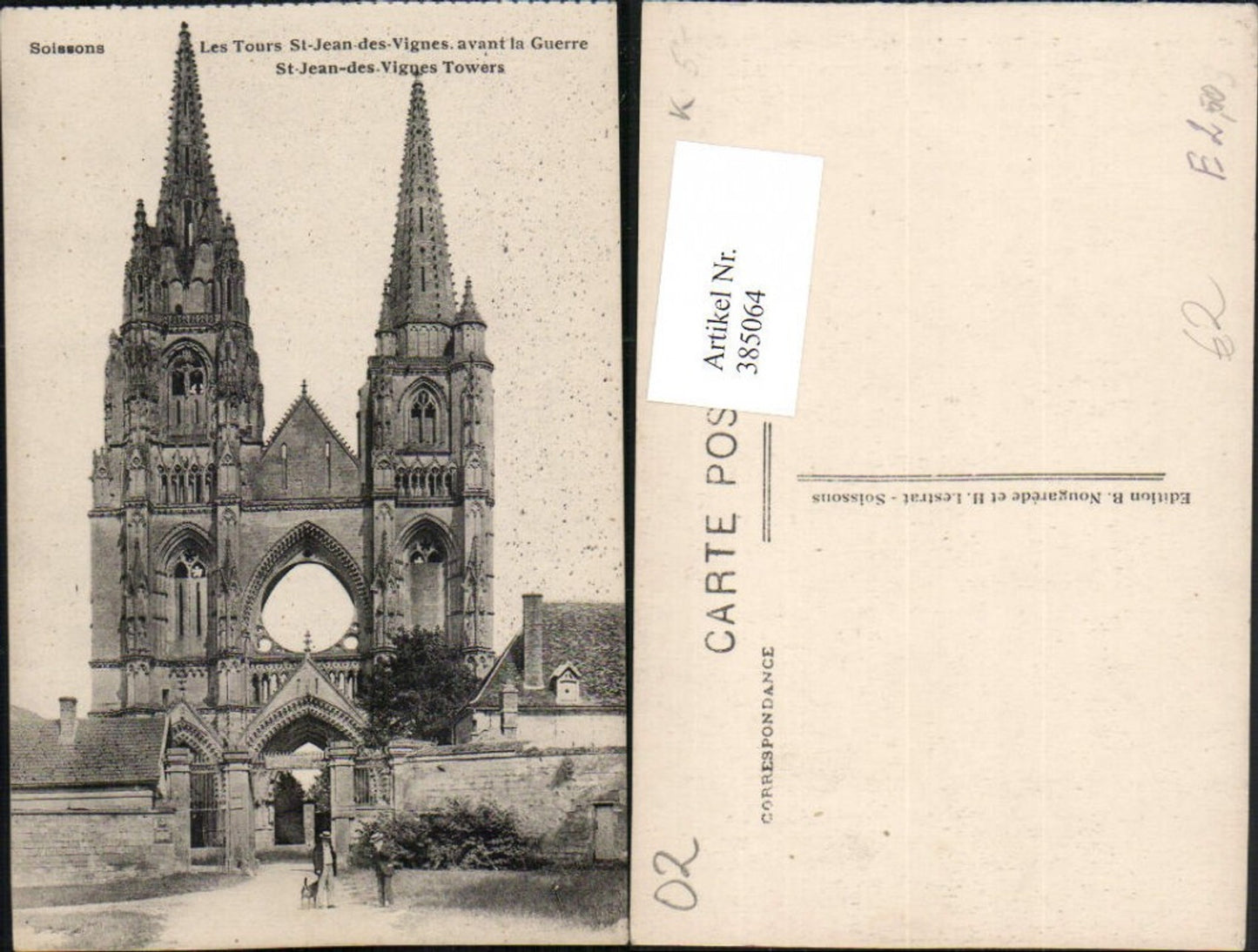 385064,Picardie Aisne Soissons Les Tours St-Jean-des-Vignes Kloster Türme