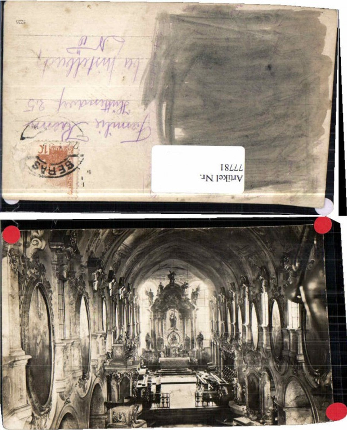 77781,RARE FotoAK Geras Kirche Innen 1926