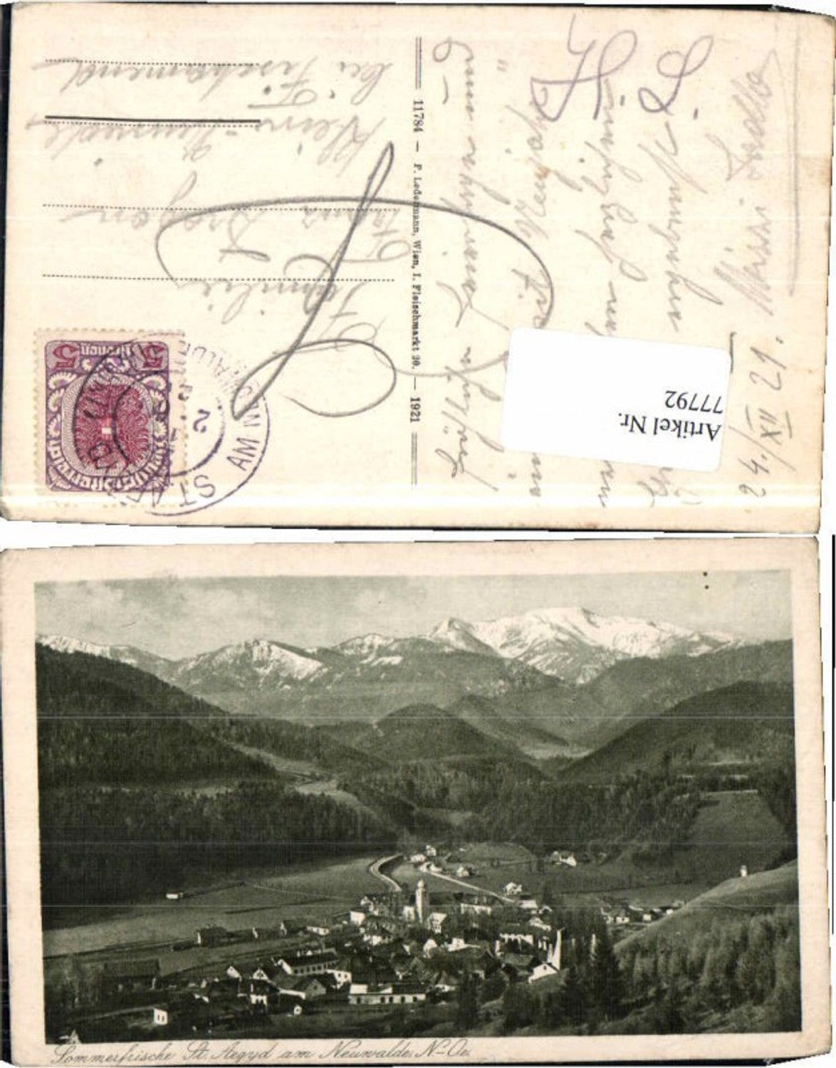 77792,St Aegyd am Neuwalde 1921 Ledermann 11784