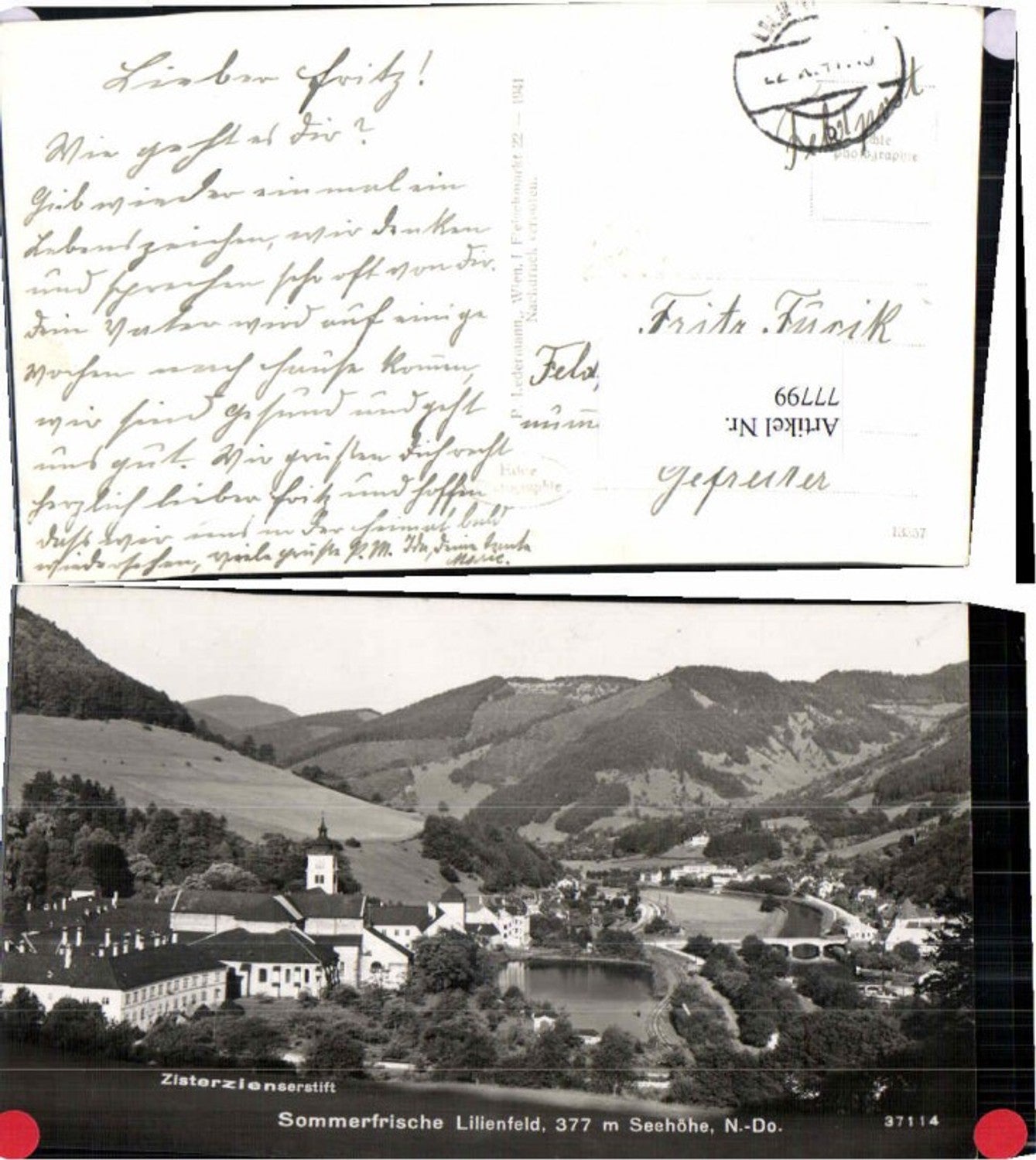 77799,Sommerfrische Lilienfeld Ledermann 37114 Feldpost