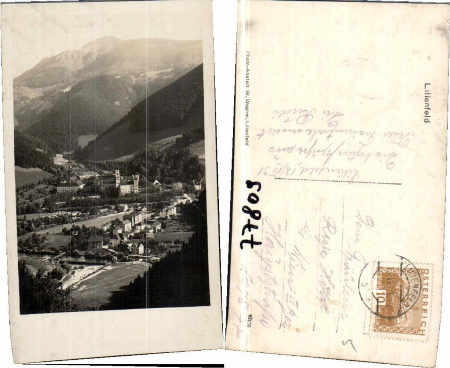 77809,Fotokarte Lilienfeld Totale pub wagner 1927