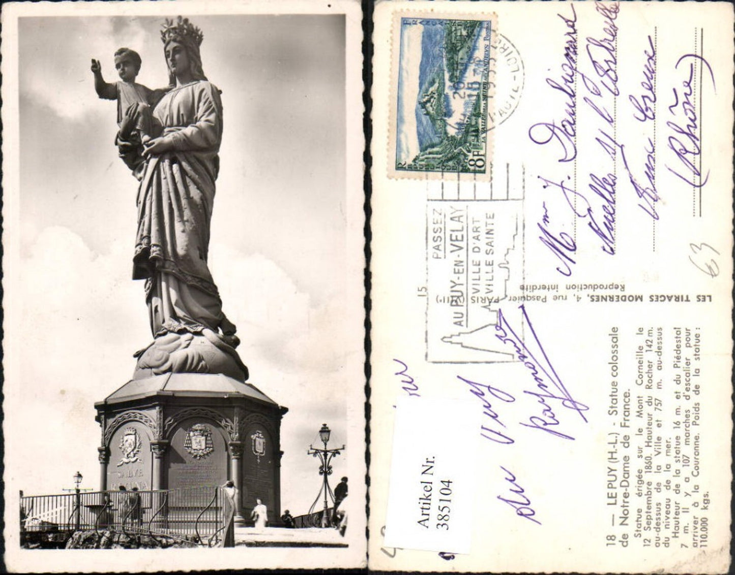 385104,Pays de la Loire Maine-et-Loire Le Puy Colossal Statue of Notre-Dame de France