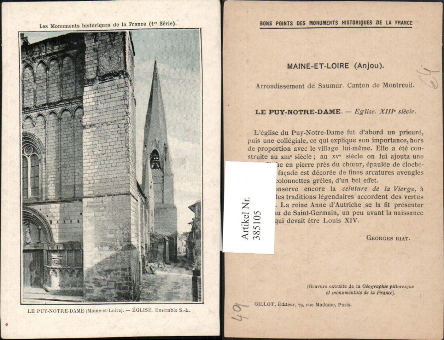 385105,Pays de la Loire Maine-et-Loire Puy-Notre-Dame Eglise Kirche