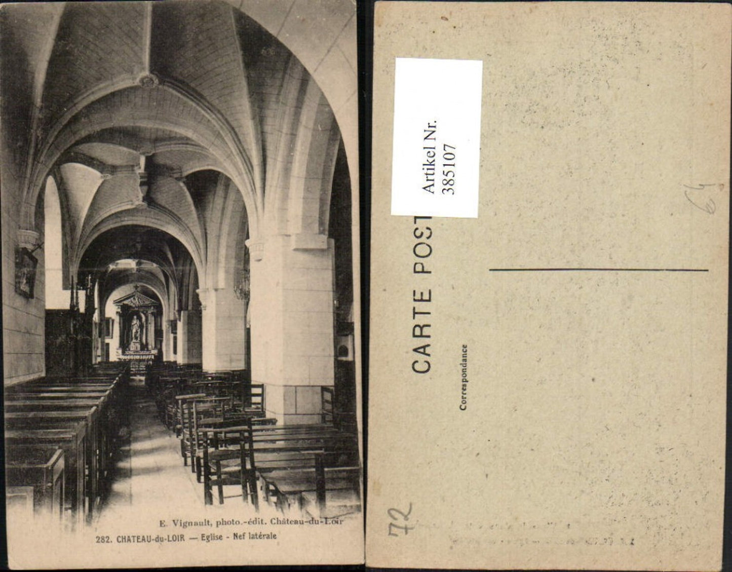 385107,Pays de la Loire Sarthe Chateau-du-Loir Eglise Nef laterale Kirche Innenansicht