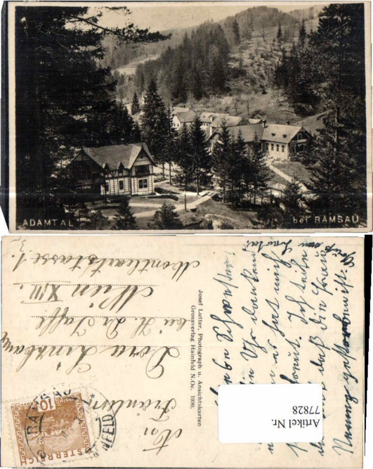 77828,FotoAK Adamtal bei Ramsau Hainfeld Lilienfeld 1930