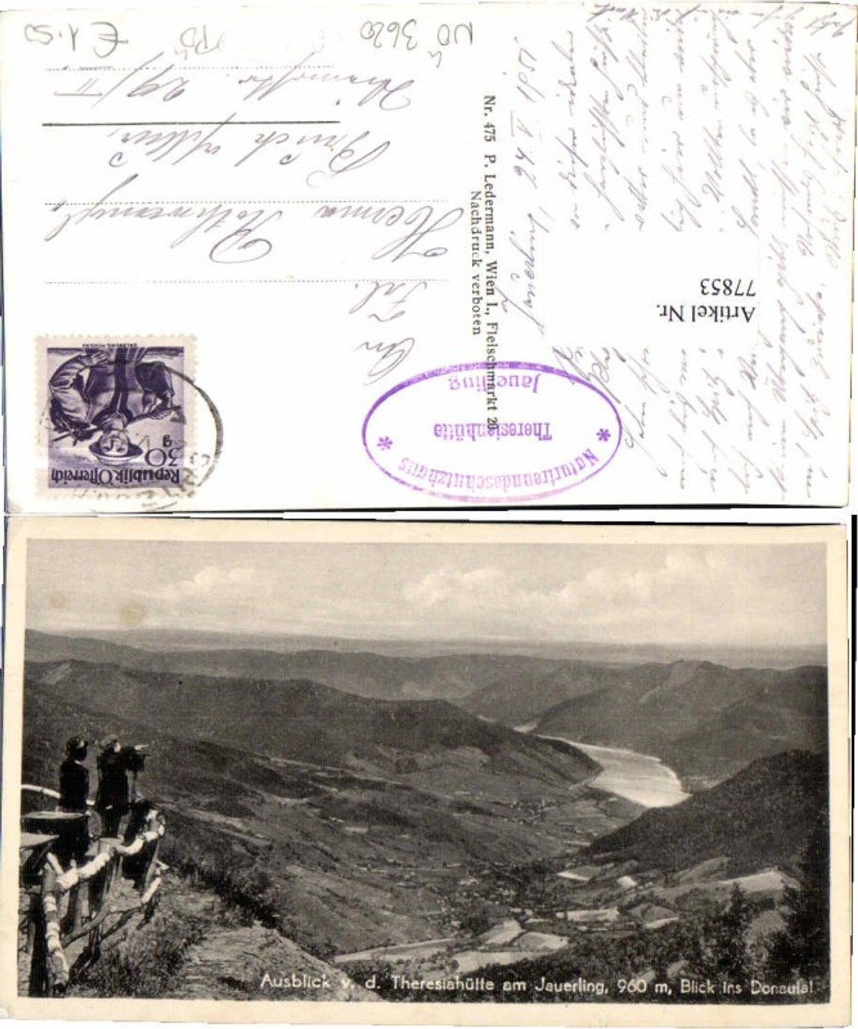 77853,Jauerling Theresiahütte Spitz Loiben Donautal Stempel