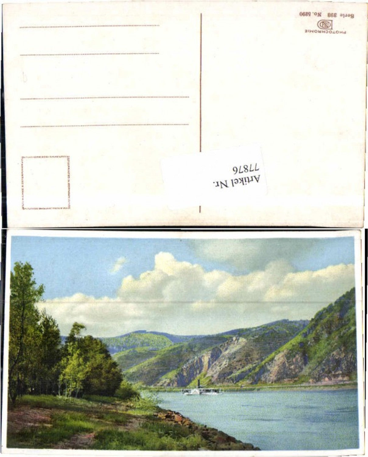 77876,Photochromie 393-5290 Wachau Spitz Dampfer Dürnstein