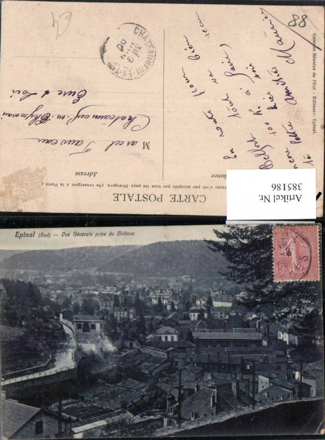 385186,Lothringen Vosges Epinal Vue Generale prise du Chateau Totale