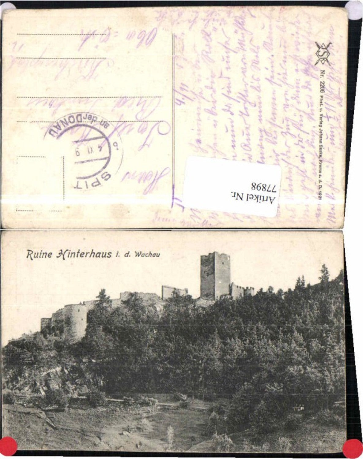 77898,Ruine Hinterhaus b. Spitz a.d. Donau Saska 2206