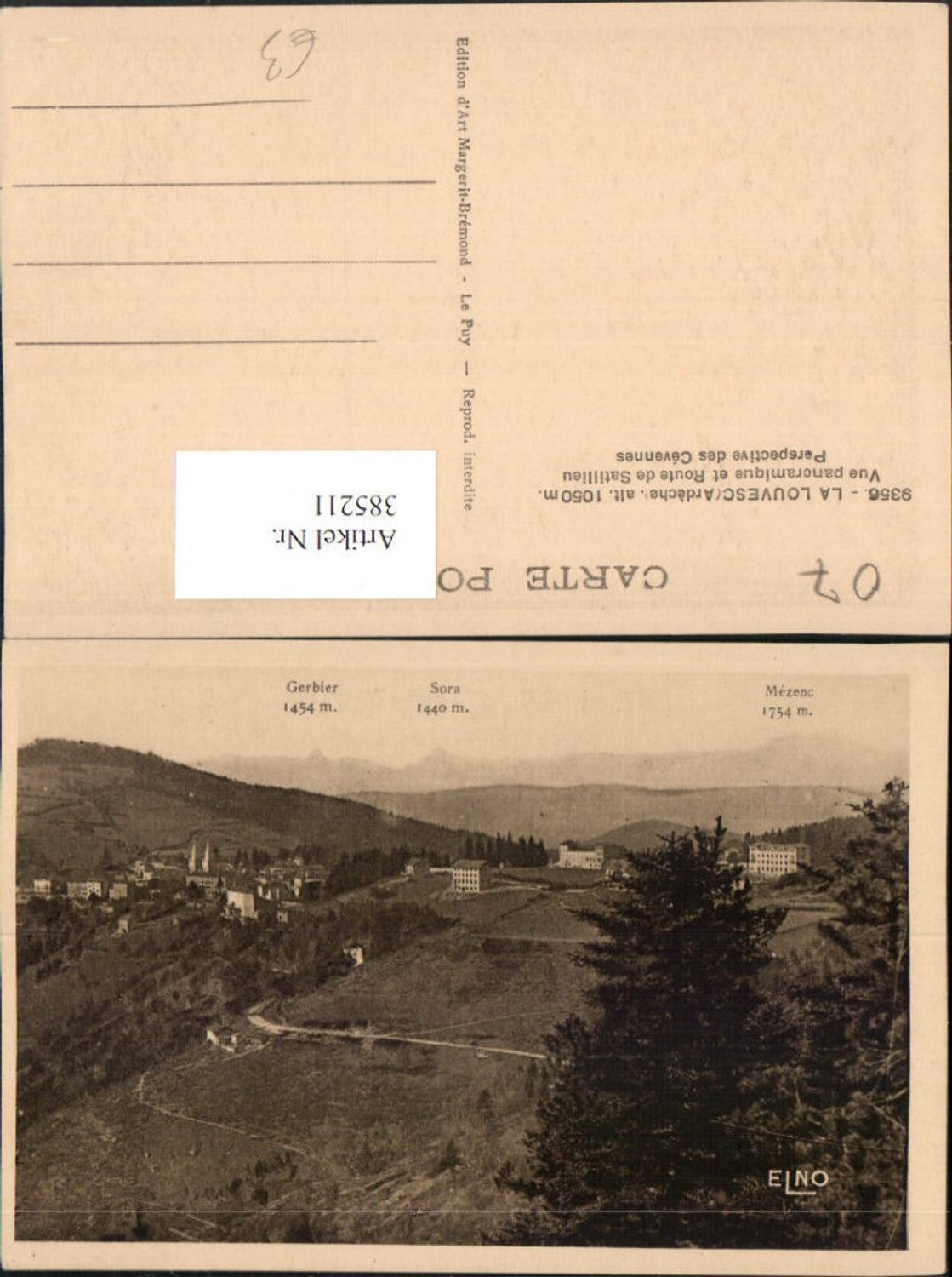 385211,Rhone-Alpes Ardeche Lalouvesc Vue panoramique et Route de Satillieu Totale