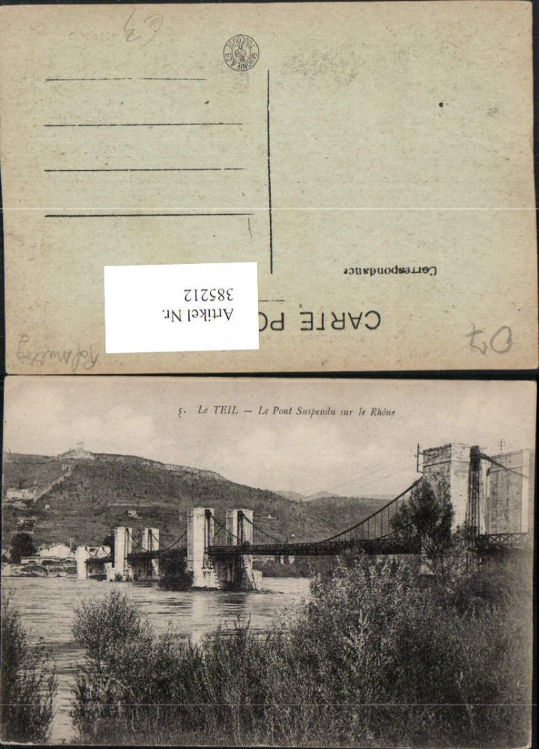 385212,Rhone-Alpes Ardeche Le Teil Le Pont Suspendu sur le Rhone Brücke