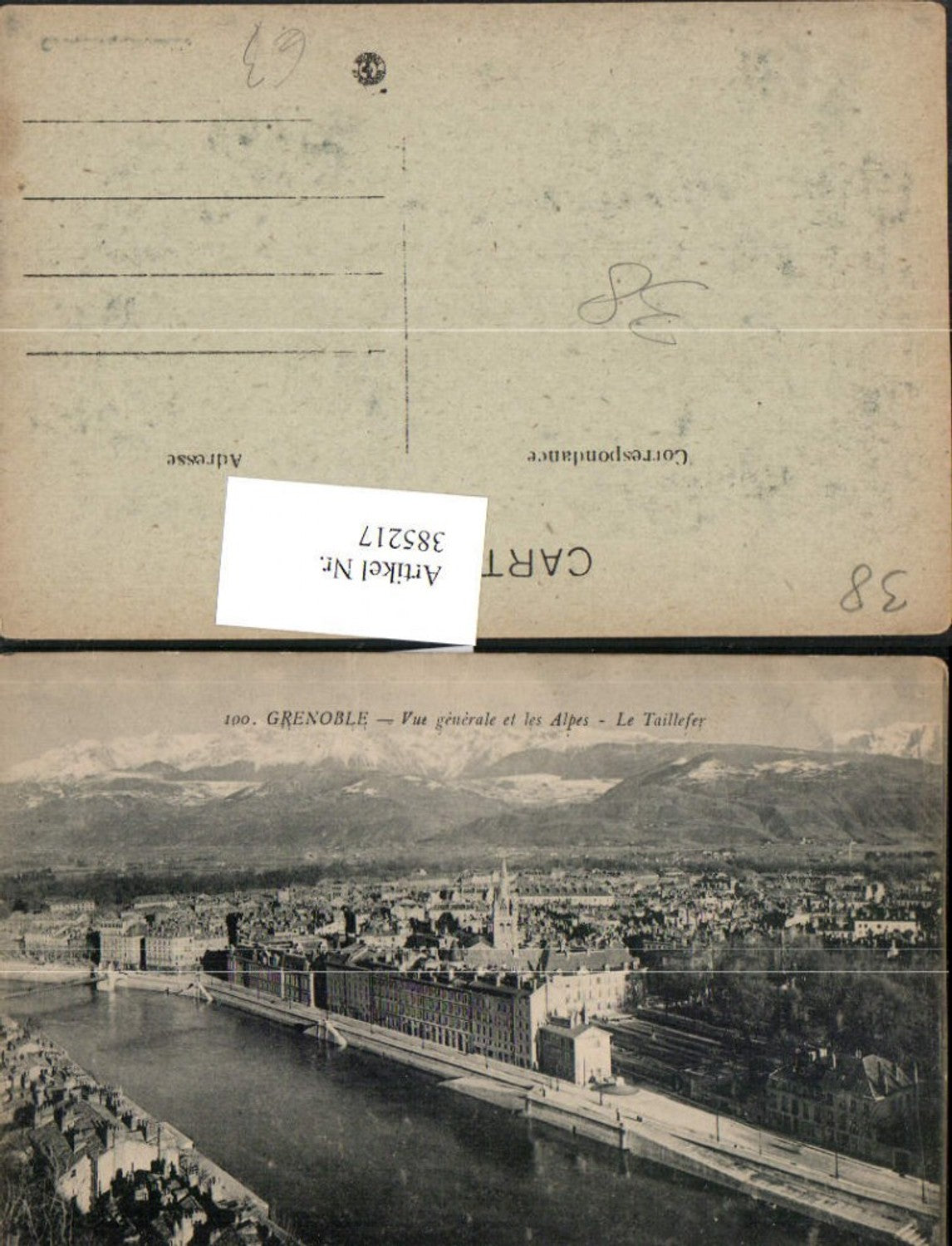 385217,Rhone-Alpes Isere Grenoble Vue Generale et les Alpes Le Taillefer Totale Bergkulisse