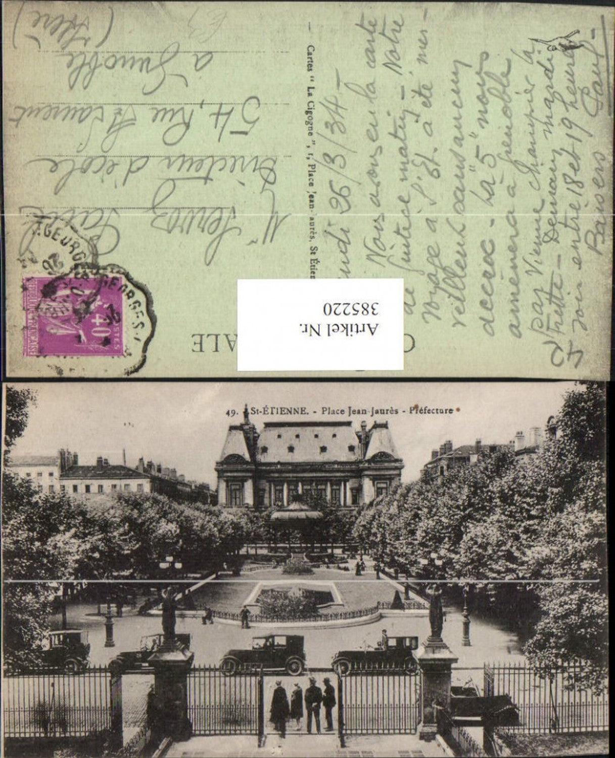 385220,Rhone-Alpes Loire Saint-Etienne Place Jean-Jaures Prefecture Platz Gebäude